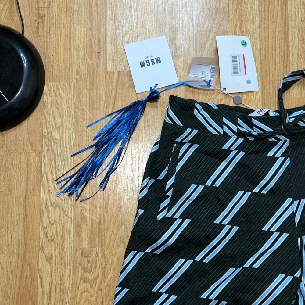 MSGM Black and Blue Zigzag Skirt